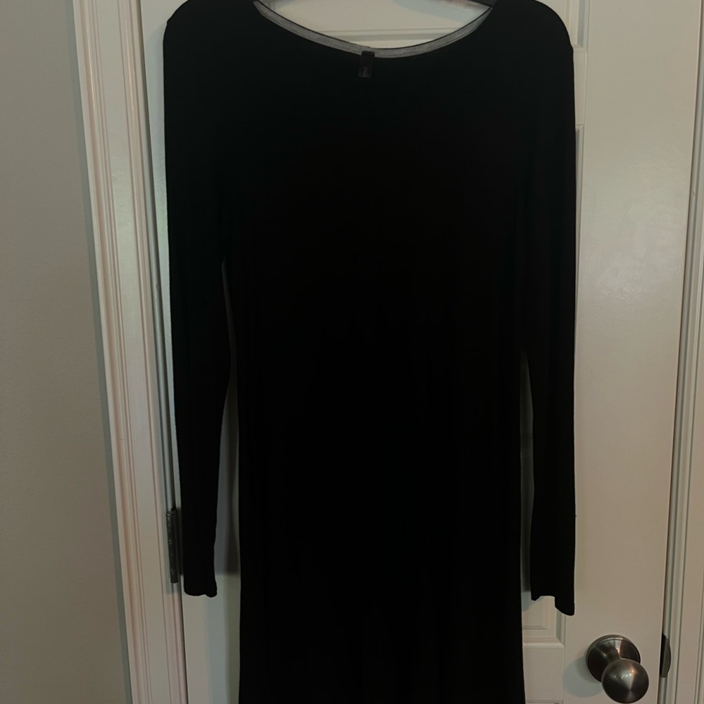 Black long sleeve T-shirt dress